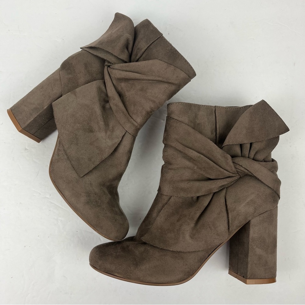 Not Rated tan suede ankle boots with tie side detailing-woman’s 7.5